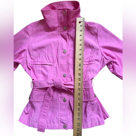 Max Mara Weekend Pink Coat US 8 Belted Nylon Cotton Vtg Y2K Gold Zipper Pristine - Picture 11 of 11